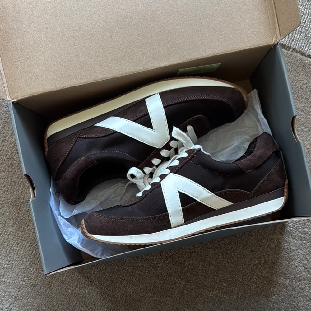 Brown & white womens sneakers